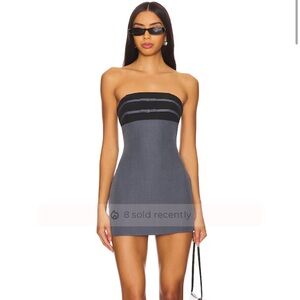 Chic Strapless Black and Gray Dress